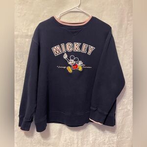 Walt Disney World Vintage Navy/Pink Crewneck Sweatshirt with Embroidery, XL